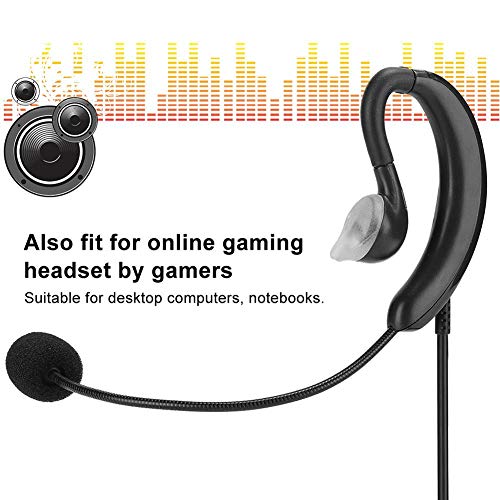 fosa1 USB Ear Hook Headset, Lightweight Comfortable Computer Headphones with Microphone, Plug & Play Single Wire Design for Online Gaming & Chat, Black