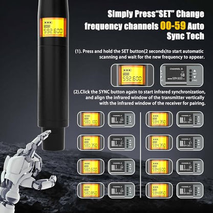 Wireless Microphone System, 4-Channel UHF Wireless Mic Set with 2 Handheld Mics, 2 Bodypack Mics, 328Ft Range, 4x60 Frequencies, Metal Cordless Microphone for Singing, Church, Karaoke