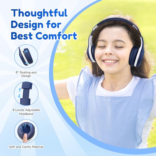 EarFun K2 Kids Bluetooth Headphones for School/Travel,Built-in Mic, 2 Packs | Volume Limited, 40H Playtime, Stereo Sound, Foldable Over-Ear Headphone for Kids/Toddler/Travel/Tablet, Blue&Pink - color: Pink&Blue