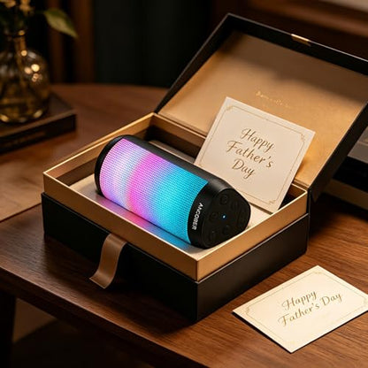 Bluetooth Speaker, Portable Wireless, 20W HD Stereo Loud Sound, 8 Modes LED Light Show, 30H Playtime, IPX4 Waterproof, TWS Pairing, Built-in Mic, BT5.3, for Outdoor, Party, Travel, Home, Ideal Gifts
