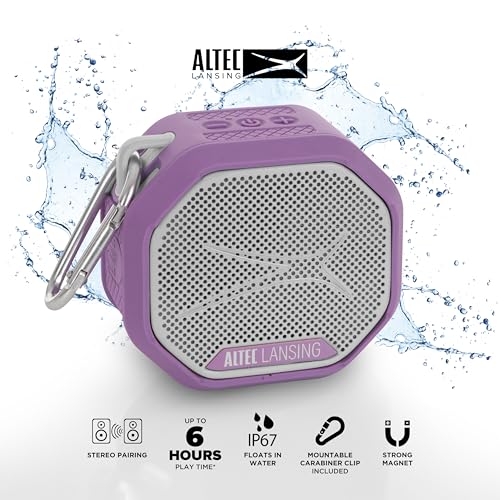 Altec Lansing HYDRATREK Magnetic Bluetooth Speaker, Waterproof IP67, Portable Speaker, True Wireless Pairing, USB-C Quick Charge, 3.7V 400mAh Battery, Voice Assistant, Perfect for Any Adventure - color: Purple/White