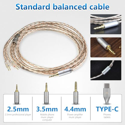 0.78 2PIN to 3.5mm 4 Core Upgraded Replacement Earphones Cable IEM Cable for Astell&Kern Diana/Final A3000/A4000/A5000 64 Audio U12t/U18t IEMs 3.94FT