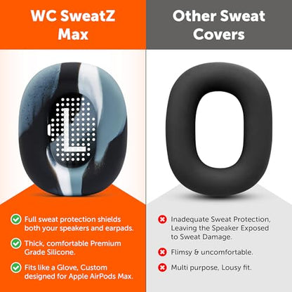 WC SweatZ Max - Patented Silicone Sweat Covers for AirPods Max 1 | Made by Wicked Cushions | (Does Not Fit AirPods Max 2). Sweatproof, Full Earpad Protection | Marble - color: Marble