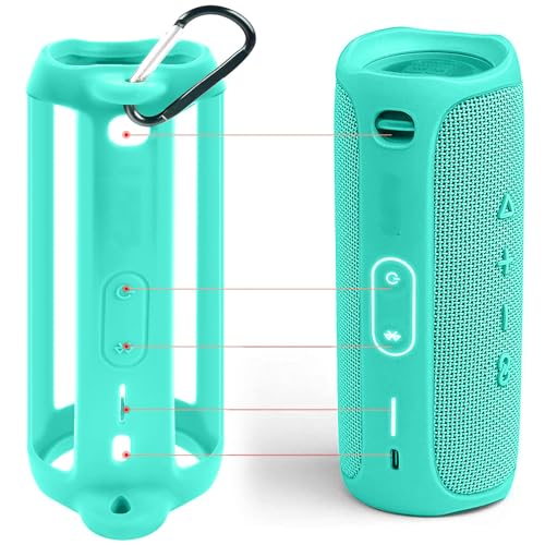 Silicone Case Compatible for JBL FLIP 5 Waterproof Portable Bluetooth Speaker, Gel Soft Skin Cover, Waterproof Rubber Case, Travel Carry Pouch with Strap (Light Green) - color: Light green