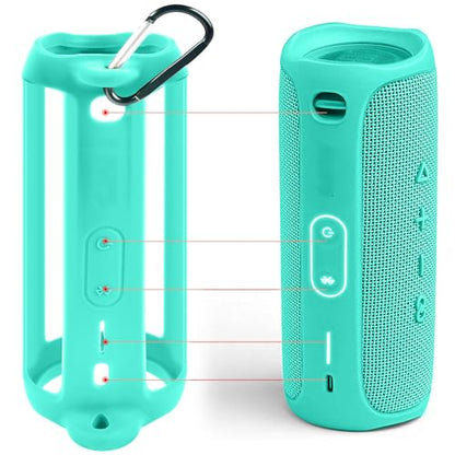 Silicone Case Compatible for JBL FLIP 5 Waterproof Portable Bluetooth Speaker, Gel Soft Skin Cover, Waterproof Rubber Case, Travel Carry Pouch with Strap (Light Green) - color: Light green