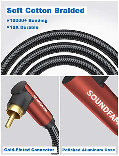 90 Degree Right Angle RCA Subwoofer Cable, Dual Shielded 24K Gold-Plated Coaxial Audio Cable for Home Theater, S/PDIF - [ 10ft/3M, Red, 2 x 90° RCA Plug ] - color: 2 x 90° RCA Plug, size: 10ft/3M
