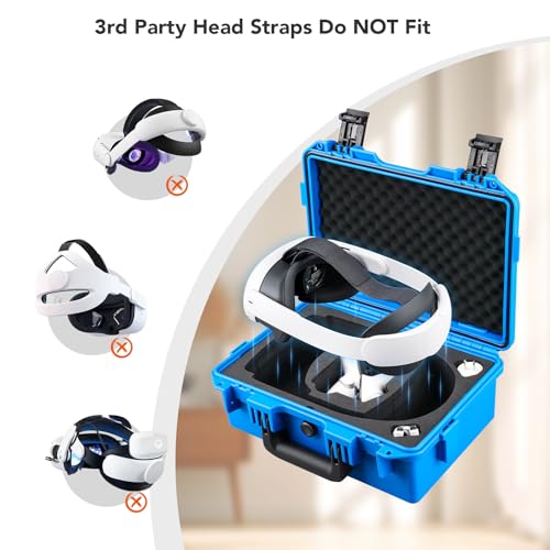 Lykus Titan OQ200 Waterproof Hard Case for Quest 3S/3 and Elite Head Strap | CASE ONLY,Fits Stock and Official Elite Head Strap,IP67 Waterproof,Shockproof,CNC Cut Premium Foam - color: Blue
