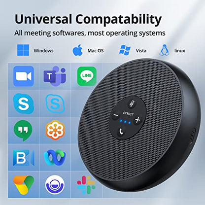EMEET M1A USB Speakerphone, Built-in Mics, 360° Voice Pickup, Plug&Play | USB C & C-A Adapter, Computer Speakers with Fast Mute, Noise Reduction, Echo Cancellation for 5-8 People for Zoom Teams - size: Zoom Certified USB M1A for 6 People