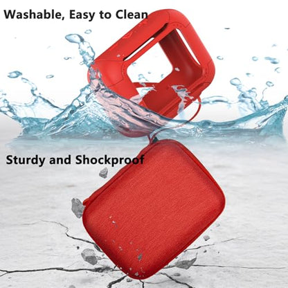 Protective Case for JBL Go 5 Portable Bluetooth Speaker | Accessories Hard Carrying Case and Silicone Cover with Metal Carabiner (Red Case) - color: Red Case