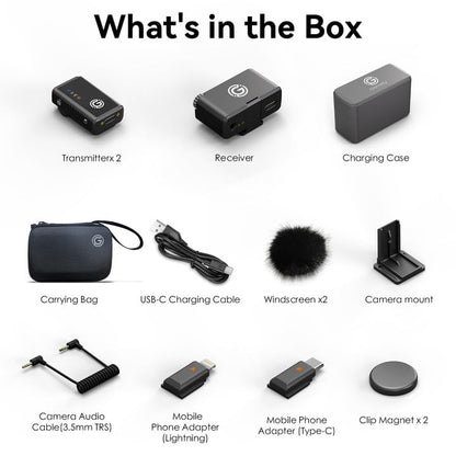 Wireless Microphone for iPhone/Android/Camera, AI Noise Cancelling with 56H Battery, 656ft Range & Internal Recording, Magnetic Clip-On for Streaming/Vlog/Interview