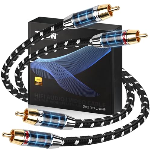 TODN 0.50m Audiophile OCC RCA 오디오 케이블 차폐 턴테이블/앰프/CD용 | 듀얼 차폐, 소음 감소, RCA to RCA, 24K 금 도금, L/R 채널, Hifi 홈 스테레오 오디오용 - color: OCC-MAX Plus, size: 1.64ft/0.5m