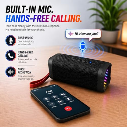 PHILIPS Portable Bluetooth Speaker, Wireless Stereo Sound Party Speaker with Deep Bass, IPX5 Waterproof, 20 Hour Playtime, Auracast & TWS Pairing, USB Playback, Bluetooth 5.4 for Outdoor & Indoor Use
