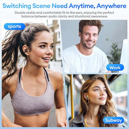 2 in 1 Clip on Open Ear Headphones Wireless Earbuds, 0 Delay Bluetooth 6.0, Ultra-long 140H Play, Auto L-R Recognition Touch Control, Hybrid Noise Reduction for Work Fitness Daily Use, Ctbuds Black - color: A-Black