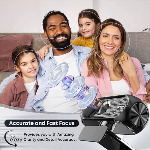 2K Webcam with Microphone, Noise Cancellation, Privacy Cover, Wide-Angle Lens, Auto Light Correction, Plug & Play USB Webcam for Laptop, Desktop, PC, Mac, Zoom, Skype, Streaming (Black)