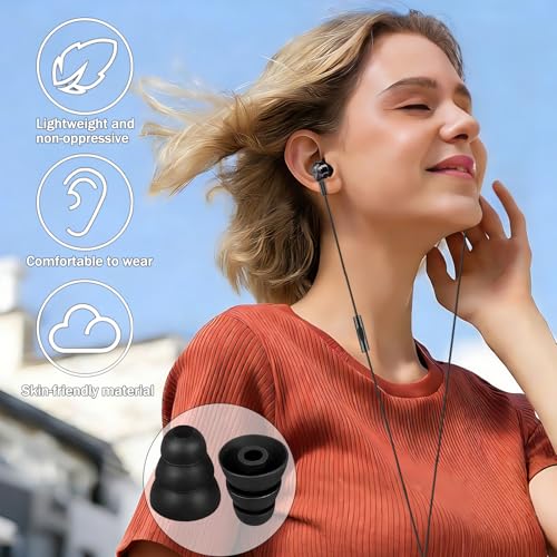 9 Pairs Replacement Earbud Tips Triple Flange Ear Tip for Most in Ear Headphones (Inner Hole 3.8mm) Earbud Covers Triple Flange Noise Isolate Silicone Ear Bud Tips, Black S M L