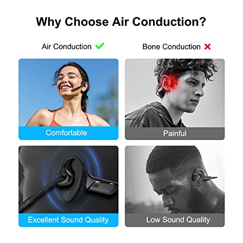 Open-Ear Headphones Bluetooth 5.1 with ENC Noise Canceling Mic - color: Black
