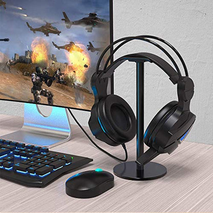 Headphone Stand Gaming Headset Holder Universal Aluminum Metal Headphone Holder Hanger with Aluminum Supporting Bar Flexible Headrest ABS Solid Base for All Headphone,Black, HSB3602 - color: Black