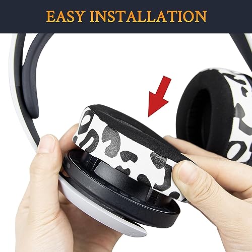 SOULWIT Earpads for Sony PS5 Pulse 3D Wireless Headset, Cooling Gel Replacement Ear Pad Cushions with Noise Isolation Foam - Snow Leopard - color: Snow Leopard