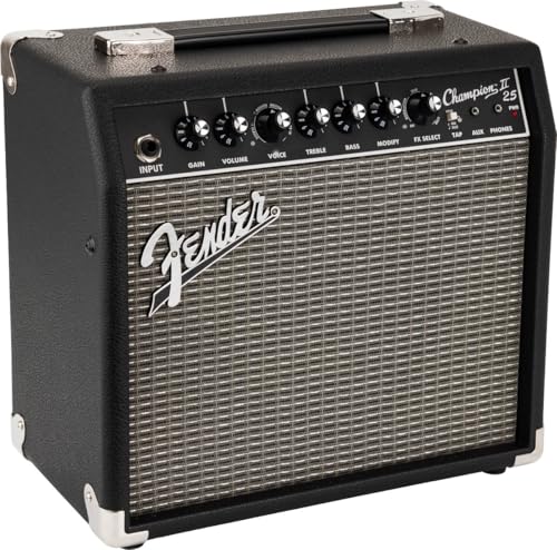 Fender Champion II 25-Watt Guitar Combo Amplifier Bundle with Instrument Cable, Picks, and Austin Bazaar Instructional Video
