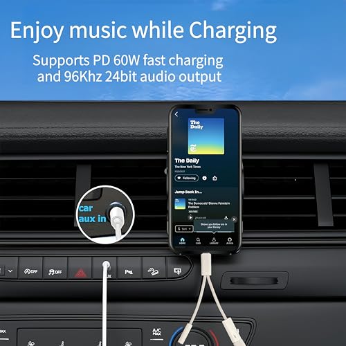 2 in 1 USBC to Headphone Jack Adapter with PD Fast Charging Dongle Cable,USB C to 3.5mm Audio Adapter for iPhone15/16/17 Series and Car - size: 1 Pack, style: Usb-C to USBC and 3.5