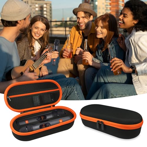 Wireless Microphone Case Compatible with JBL Wireless 2 Microphone System, Handheld Dual Mic Carrying Case, Travel Bag for Receiver, Batteries and Adapter, Karaoke - Orange (Box Only) - color: Orange