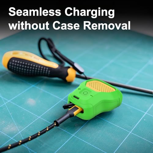 CYBERGUYS Silicone Case for DEWALT Wearable Bluetooth Speaker, Green | Durable Shock-Proof Non-Slip Protective Cover for DEWALT Mini Speaker w/Lanyard, Small Lightweight & Easy-to-Install Sleeve - color: Safety Green