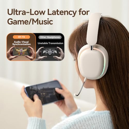 IHAO Luxury Wireless Over-Ear Bluetooth Headset with Active Noise Cancellation Detachable Extent Gaming Mic Foldable Rotatable Design Lightweight-SY-T3 Headset Black - color: SY-T3 Headset Black