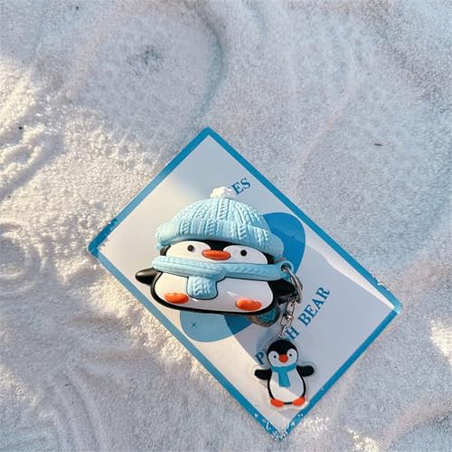 Charging Earphone Case Compatible with Airpods 4,Christmas Cute Animal Hat Penguin Design Soft Silicone Full Body Protective Skin Cover, Kids Girls Women Cartoon Earbuds Accessories with Pendant - color: Winter Penguin, size: Airpods 4