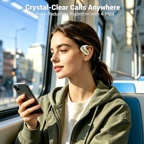 CoolJumper Open Ear Bluetooth 5.4 Headphones with Ear Hooks, 16.2mm Large Driver, 60H Total Playtime LED Digital Charging Case, IPX7 Waterproof, ENC Clear Call Sports Earbuds for Running Gym Commute