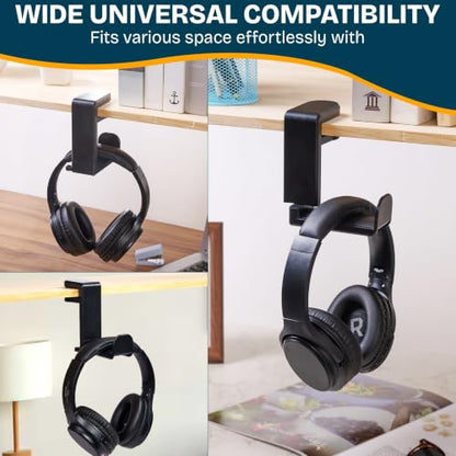 Headphone Stand for Desk - Clamp-On Headset Holder with 360° Rotating Hook