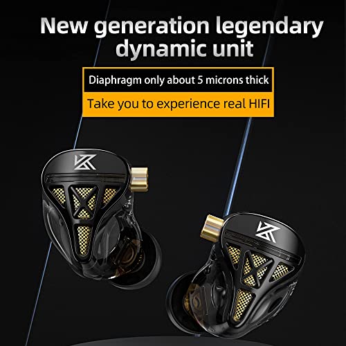 KZ DQS Wired Earbuds Dynamic Driver in Ear Monitor Headphone Semi-Open HiFi Bass Earphone 2pin 3.5mm Gaming Earbuds for Singers Musicians - color: DQS Black, style: with Mic
