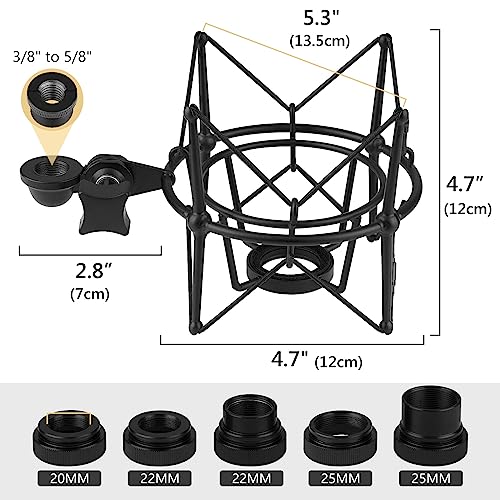 Geekria for Creators Microphone Shock Mount Compatible with Rode NT-USB, NT1-A, NT2-A, NT1000, NT2000, Procaster, Mic Anti-Vibration Suspension Adapter Clamp Mic Holder Clip (Black/Metal)