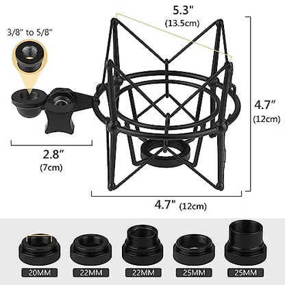 Geekria for Creators Microphone Shock Mount Compatible with Rode NT-USB, NT1-A, NT2-A, NT1000, NT2000, Procaster, Mic Anti-Vibration Suspension Adapter Clamp Mic Holder Clip (Black/Metal)