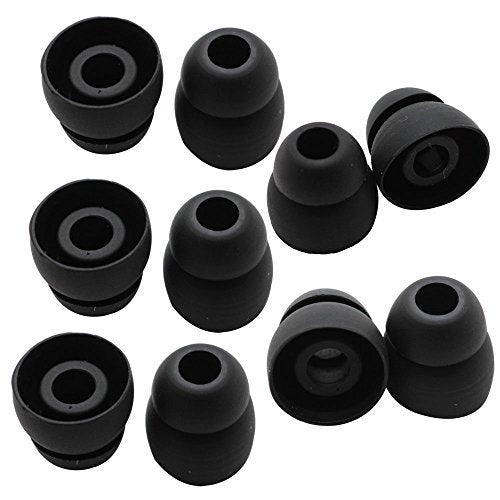 Alitutumao 10pcs Replacement Earbuds Silicone Ear Tips Compatible with Powerbeats 2 Powerbeats 3 Wireless Headphones (Double Flange) - color: Double Flange (Black)