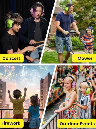 Dr.meter EM100 Kids Ear Protection Ear Muffs, Kids Noise Reduction Earmuffs | 27.4dB Noise Cancelling Headphones for Kids Adults, Adultsin Sensory Monster Jam Concerts Fireworks Study Airplane Reading - color: Pink+green