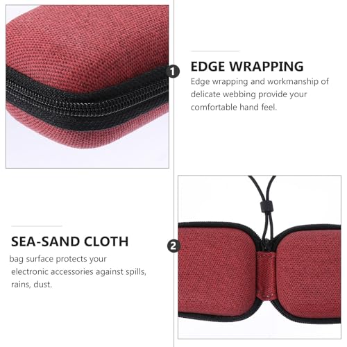 Ipetboom Eva Zipper Cable Bag and Earphone Storage Case, Multipurpose Mini Organizer for Data Cables and Chargers, Pressure-Resistant Red Pouch for Travel and Daily Electronics Accessories