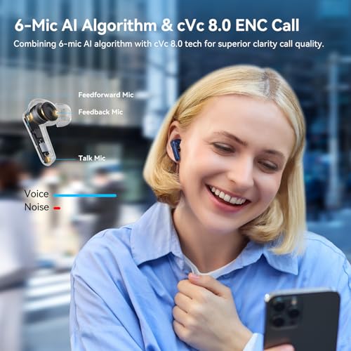 EarFun Air Pro 4 Adaptive Hybrid Noise Canceling Wireless Earbuds, 6 Mics | Qualcomm Snapdragon Sound, aptX Lossless, LDAC Hi-Res Audio, 52H Playtime, Bluetooth 5.4, In-Ear Detection, Royal Blue - color: Royal Blue