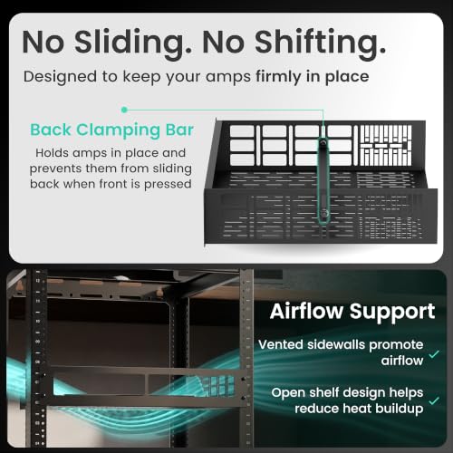 ynVISION.DESIGN 2U Rack Mount Shelf for Sonos Amps, 11" Deep, 2 Pack | holds 2 amps, 11in deep, fits 19in AV, audio, and server racks, vented with cable management, custom fit, rear support bar - size: 2 Pack