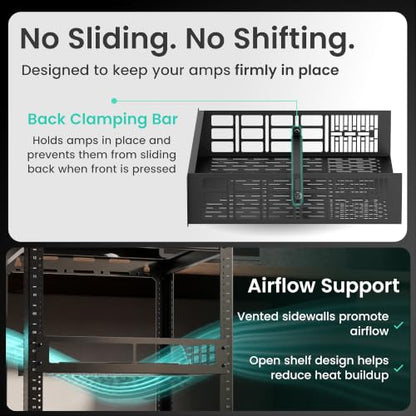 ynVISION.DESIGN 2U Rack Mount Shelf for Sonos Amps, 11" Deep, 2 Pack | holds 2 amps, 11in deep, fits 19in AV, audio, and server racks, vented with cable management, custom fit, rear support bar - size: 2 Pack