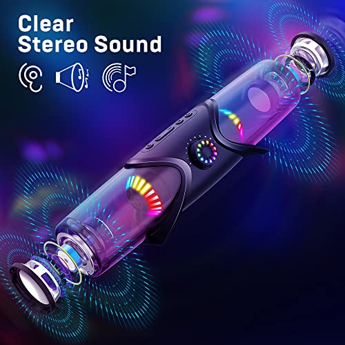 WolfLawS Computer Speakers,Bluetooth SoundBar,Computer Speakers for Desktop Monitor with RGB Light,PC Speakers with Subwoofer,USB Powered Sound Bar for Laptop 3.5mm Headphone Jack