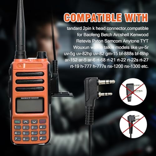 Walkie Talkie Over The Ear Headset Noise Reduction Earmuff Headphone Earpiece Ptt Boom Mic for Baofeng Retevis Sancom Kenwood uv5r uv 5r uv-5r rt21 rt22 2 Pin Radio(Big Earmuff Single Ear)