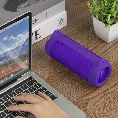 Geekria Silicone Cover for JBL Flip 7 with Adjustable Shoulder Strap - color: Purple