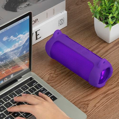 Geekria Silicone Cover for JBL Flip 7 with Adjustable Shoulder Strap - color: Purple