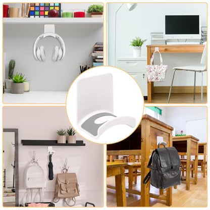 White Headphone Stand Hanger, Table Wall Mount Headset Holder Hook | 1Pcs ABS Plastic Adhesive Earphones Hangers for Desk Headphone Hanger, Most Headphones and Controller - color: White, size: Wall Mount