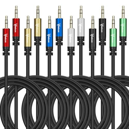 3.5mm TRS to TRS Balanced Stereo Patch Cables,Multicolor 1/8 Inch Male to Male Car Stereo Audio AUX Cable 2 FT-6 Pack,Gold-Plated Plugs for Headphones,DVD Players, Speakers,iPhone ,MP3, iPods,Tablet - size: 2FT, style: 1/8 TRS Stereo