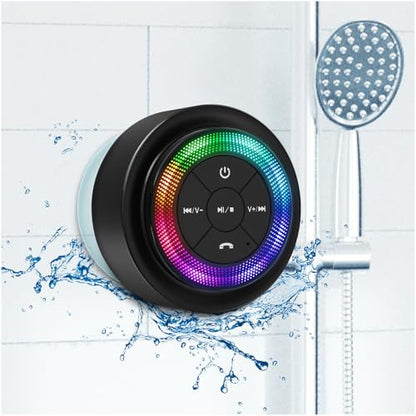 XLEADER Pro Shower Speaker (Upgraded) Certified IPX7 Waterproof Bluetooth Speaker, 8W Crystal Sound&Rich Bass, 15H Playtime, with Suction Cup, Silicone Lanyard, Ideal Gifts, SoundAngel Mate(2 Gen) - color: Dot Light