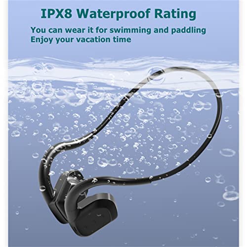Bone Conduction Wireless Bluetooth Headset IPX8 Waterproof Swimming Headset Outdoor Fitness 32GB Memory MP3 Player (Black) - color: Black
