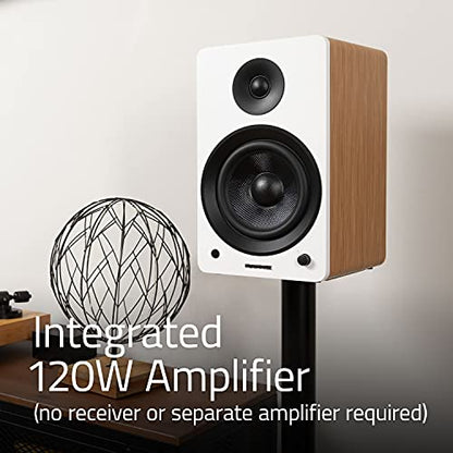 Fluance Ai61 Powered 2-Way 2.0 Stereo Bookshelf Speakers with 6.5" Drivers, 120W Amplifier for Turntable, TV, PC and Bluetooth 5 Wireless Music Streaming - RCA, Optical, USB & Sub Out (Black Ash) - color: Black Ash, size: Without Stand