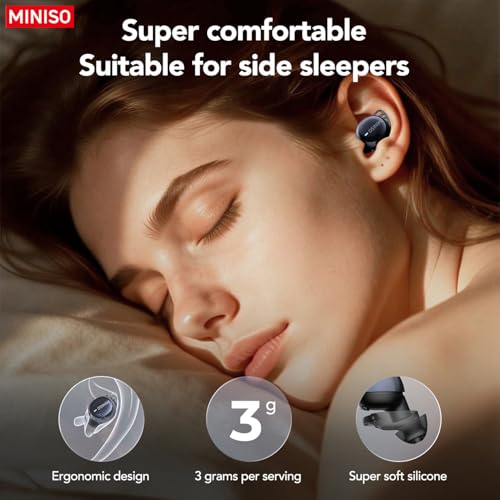 MINISO MS216 Sleep Earbuds, Mini Earbuds with Noise Reduction Bluetooth 6.0 Headphones, AI Translation Earbuds in Real Time Support 135 Languages for Side Sleepers Travel Business