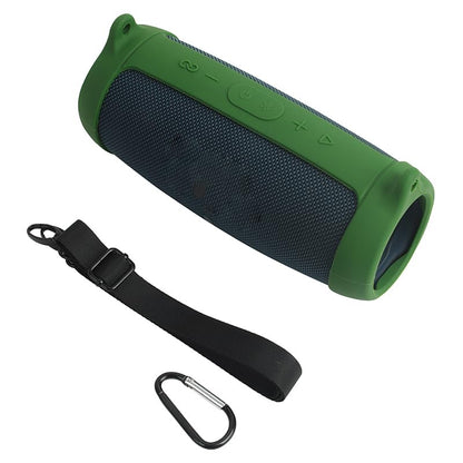 Protective Silicone Case Cover for JBL Charge 5 Bluetooth Speaker Soft Carrying Skin Sleeve with Shoulder Strap & Carabiner,Speaker Accessory (Green) - color: green